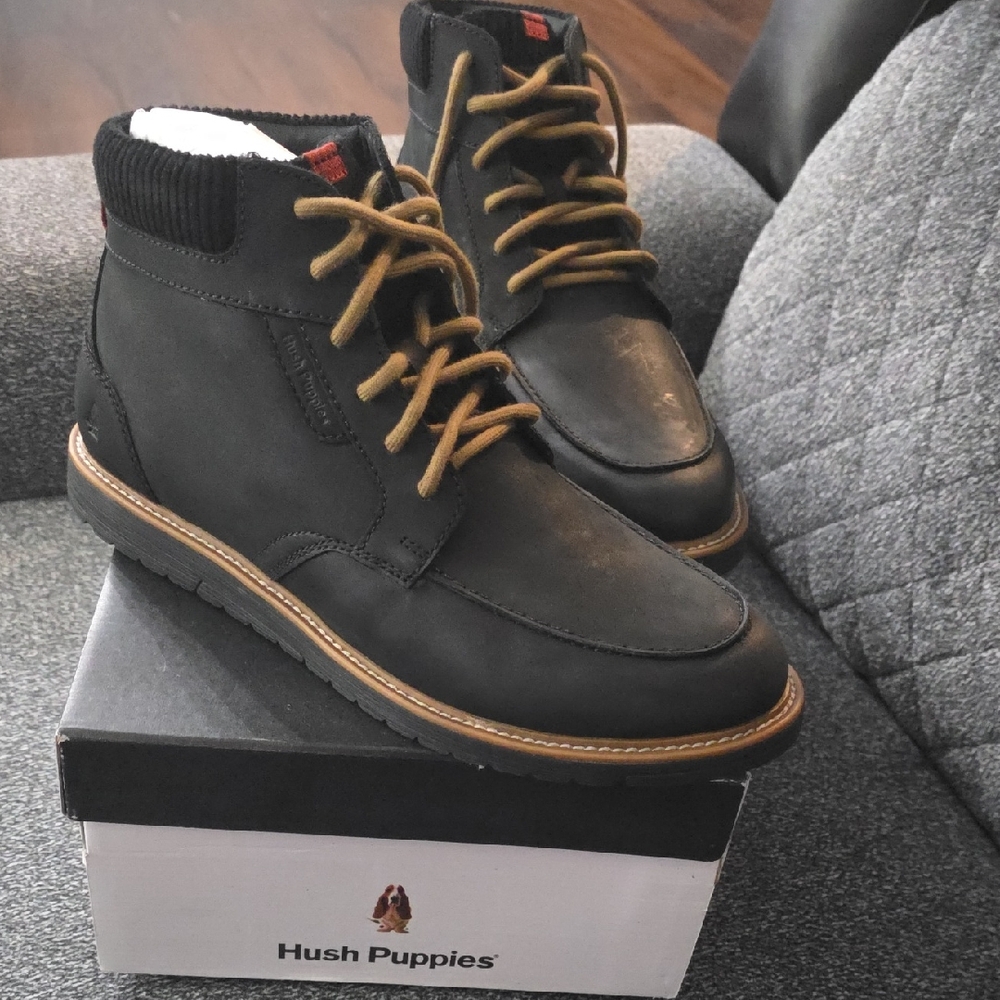 Hush Puppies Men's Dark Gray and Brown Boots